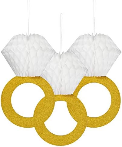 TTSAM Glitter Gold Diamond Ring Hanging Decorations 3 Pack