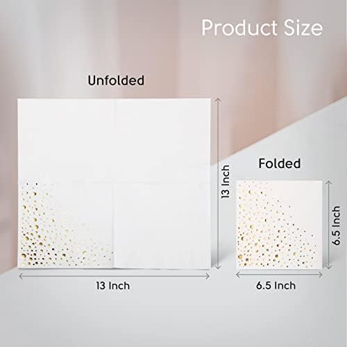 Stylish White and Gold Napkins 100 Pack Wedding Party