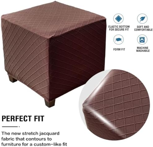 Rhyii Square Ottoman Slipcover with Elastic Bottom