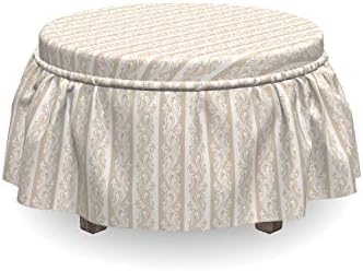 Ambesonne Victorian Ottoman Cover 2 Piece Set Cream Tan