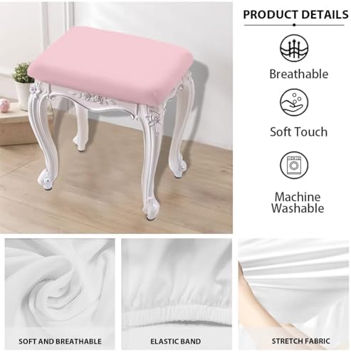 Pink 2pcs Rectangle Stool Covers Stretch with Elastic