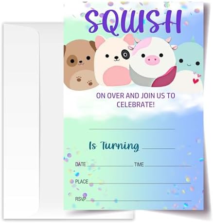 Squish Birthday Invites with Envelopes Pack of 20 4x6