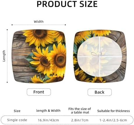 Sunflowers and Postcard Dining Chair Seat Covers 169 Four Pack