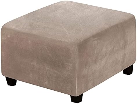 ADPON Velvet Ottoman Cover Stretch with Elastic Bottom