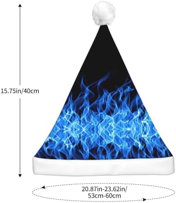 Blue Flame Print Christmas Hat with LED Lights