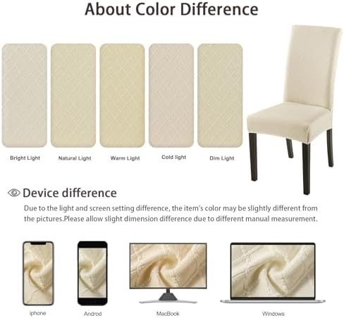 SearchI Dining Chair Covers Set of 4 Beige Rhombus