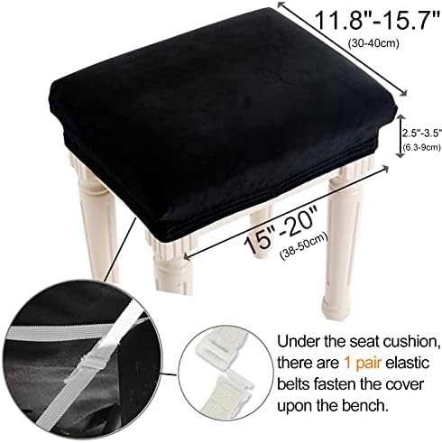 SINOSSO Velvet Stool Covers Set of 4 Black Rectangle