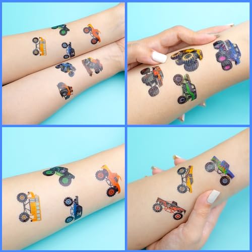 96 PCS Monster Truck Racing Car Temporary Tattoos for Kids