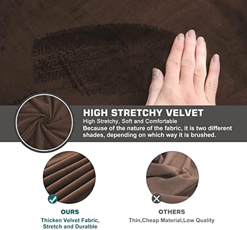 NeColorLife Velvet Square Ottoman Cover Large Brown
