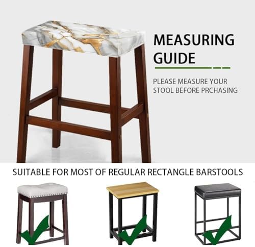 Marble Print Bar Stool Covers Set of 2