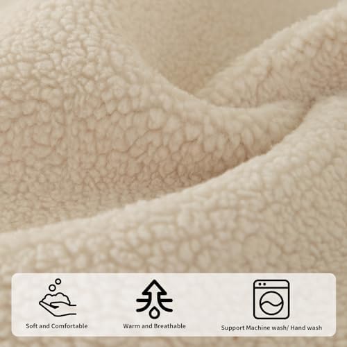 Sherpa Fleece Sofa Cover Non-Slip Warm Plush Kids Pets Friendly