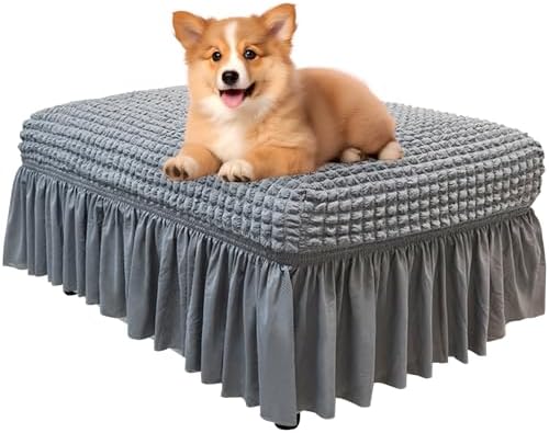 Vapor Fitness Ottoman Cover Square with Skirt - Gray