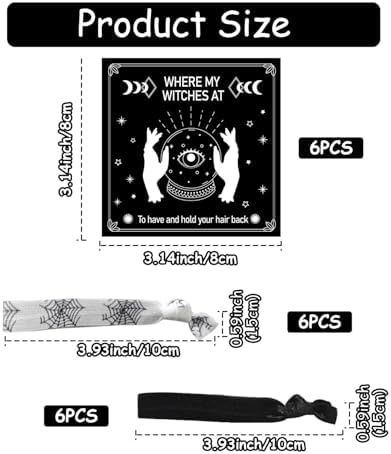 6Pcs Halloween Hair Ties for Girls Witch Theme Party Favors