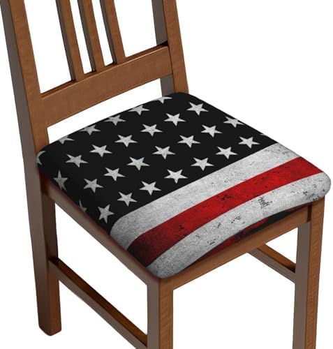 Ouqiuwa American Flag Square Chair Covers Set of 4 for Dining Chairs