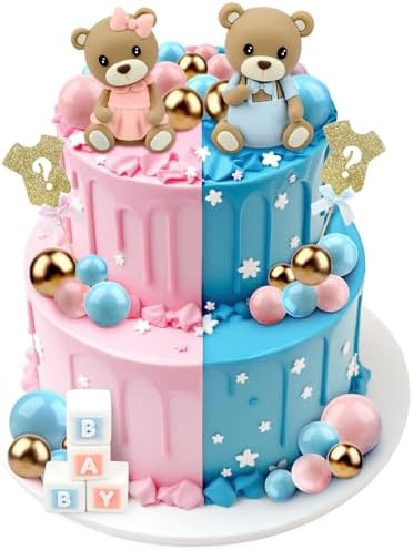 54PCS Bear Gender Reveal Cake Topper Set