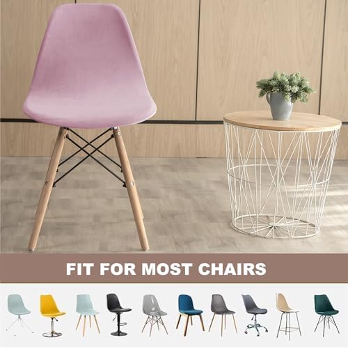 Pack of 4 Velvet Mid Century Modern Dining Chair Covers Pink