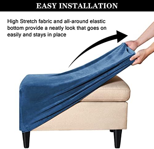Stretch Velvet Ottoman Cover for Living Room Stool