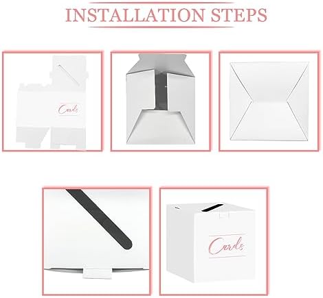 HEIPINIUYE White Pink Card Box Wedding Gift Holder for Parties Birthdays Raffles