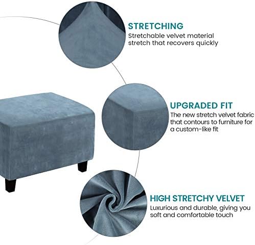 Real Velvet Plush Foldable Ottoman Slipcover