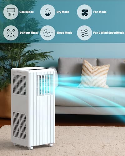 KYBOLT 8000 BTU Portable AC Unit with Remote Control and Dehumidifier - White