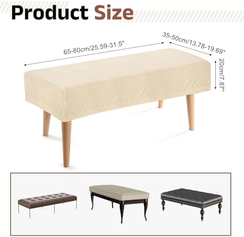 Uxcell Stretch Dining Bench Slipcover White Washable and Durable