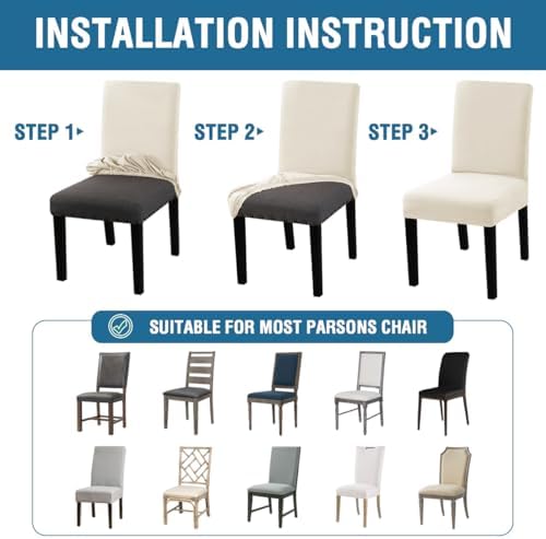 HVERSAILTEX Waterproof Dining Chair Covers Set of 4