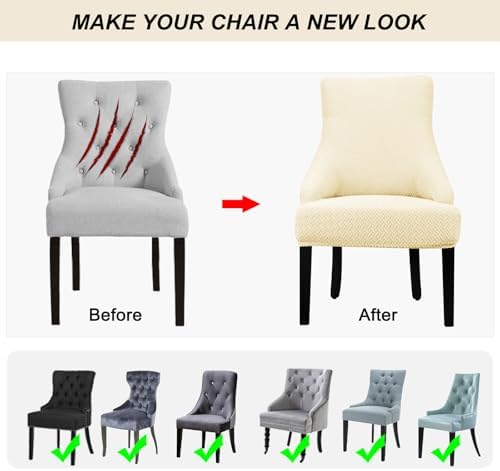 Lellen Stretch Wingback Chair Cover - 2PCS Cream Reusable Slipcover