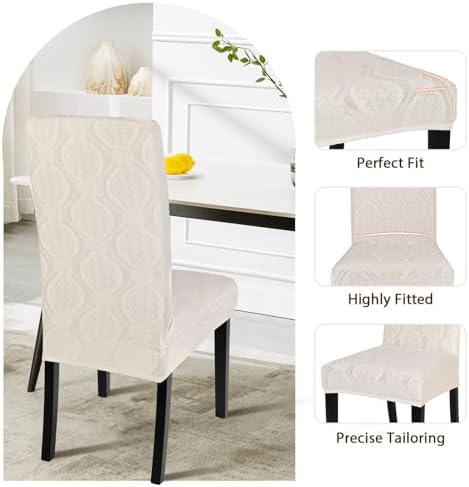 Waterproof Dining Chair Covers Set of 4 with Beige Flower Pattern
