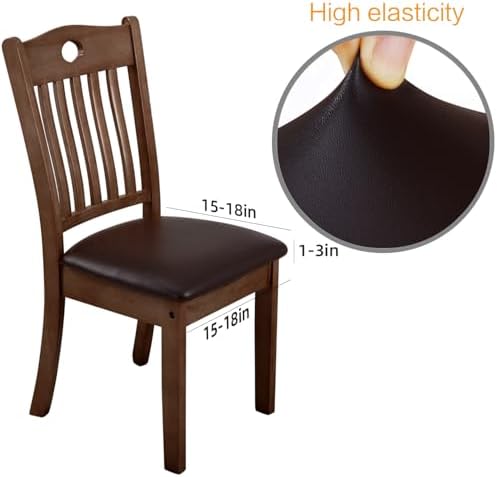 YISUN Chair Seat Covers Set of 4 Waterproof PU Leather Dining Chair Slipcovers