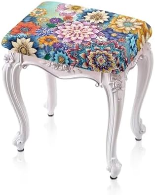Boho Floral Stool Covers Set of 2 Non-Slip Washable