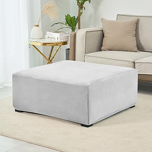 HFCNMY Stretch Velvet Stool Cover - Light Gray