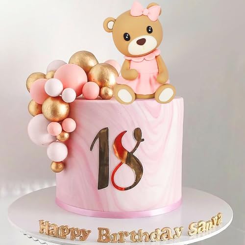 LaVenty Pink Teddy Bear Cake Decoration Set