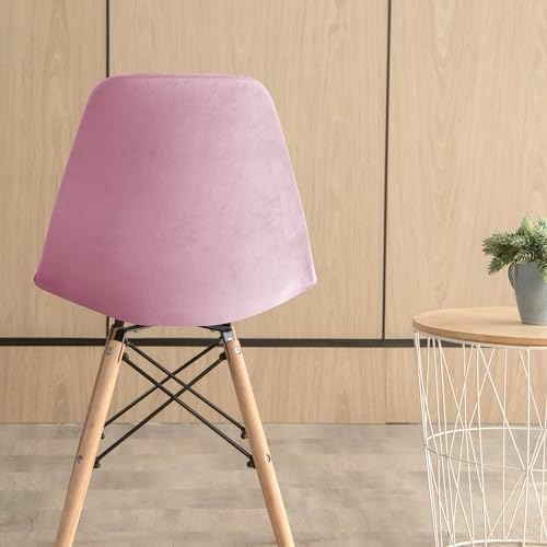 Pack of 4 Velvet Mid Century Modern Dining Chair Covers Pink