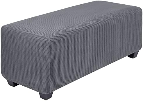 PiccoCasa High Stretch Ottoman Cover Dark Gray