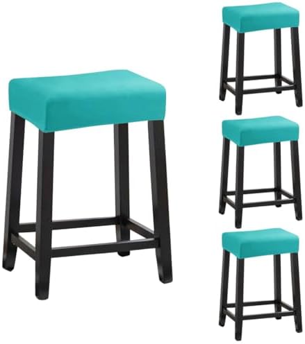 Stool Covers Rectangle Set of 4 with Elastic Band Turquoise