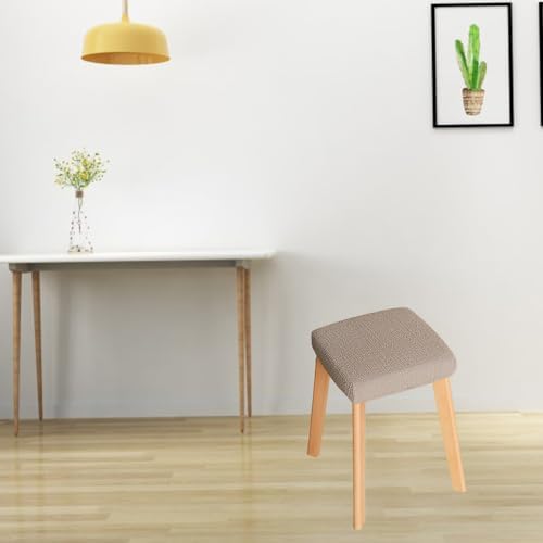 PODAY 2 Pcs Square Stool Cover Elastic Washable Dustproof Anti-Wrinkle Light Gray