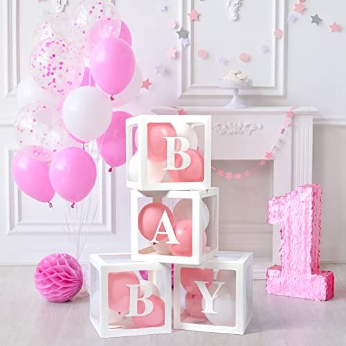 Baby Boxes with Letters for Baby Shower Decorations White