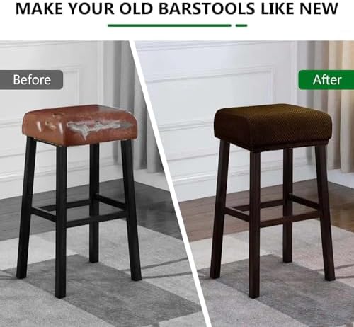Bar Stool Covers Set of 2 White Stretch Slipcovers