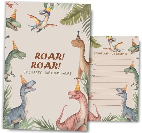 Fablus Dinosaur Birthday Invitations 4x6 30 Sets with Envelopes