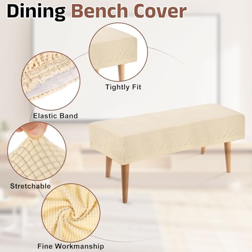 Uxcell Stretch Dining Bench Slipcover White Washable and Durable