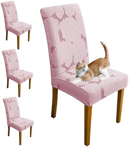 Dining Chair Covers Set of 4 Stretch Spandex Pink