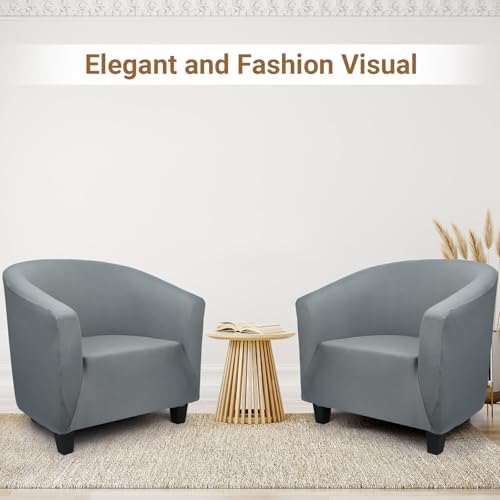 Treaful Club Chair Slipcover - Dark Gray Stretch Cover for Armchair with Arms