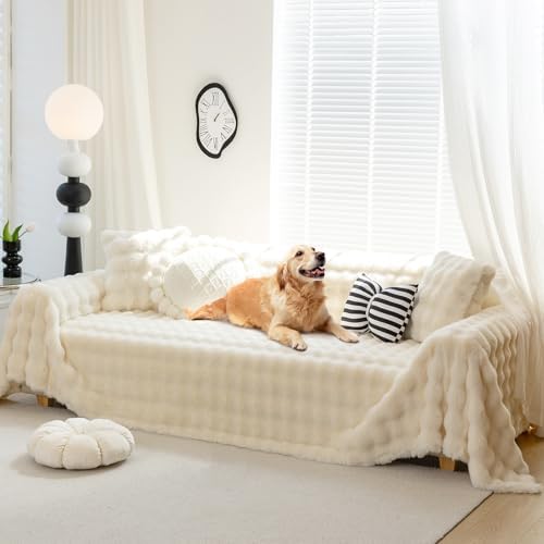 Fuzzy Plush Sofa Covers Faux Fur for 3 Cushion Couch