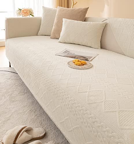 vctops Boho Geometric Plush Sofa Cover Non-Slip Furry Sectional