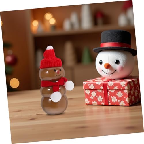 12 Set Snowman Shaped Juice Bottles with Scarves and Hats