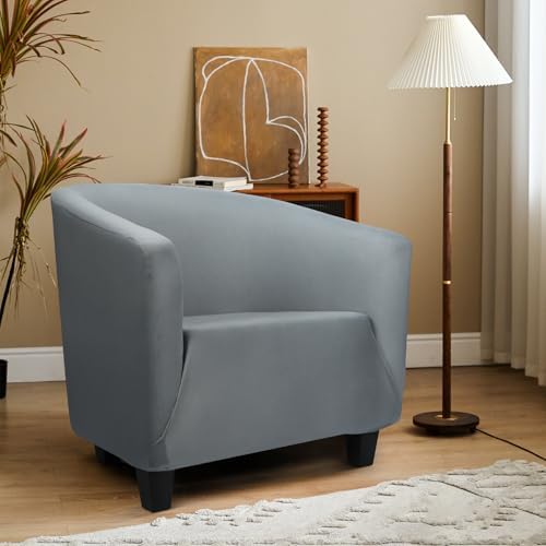 Treaful Club Chair Slipcover - Dark Gray Stretch Cover for Armchair with Arms