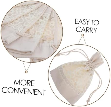 6pcs Lace Embroidered Canvas Drawstring Bags for Kids Birthday Parties