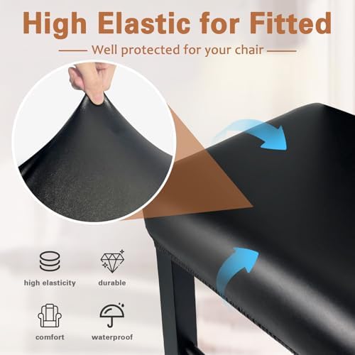 Lufyzora PU Leather Bar Stool Covers Rectangular 4PCS Black