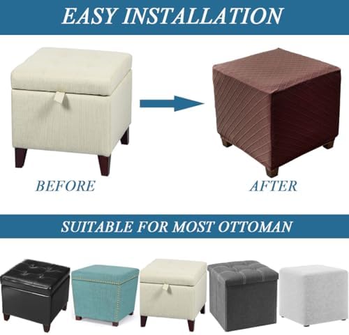 Rhyii Square Ottoman Slipcover with Elastic Bottom