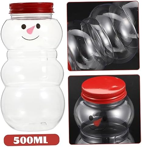 Cabilock 10pcs Snowman Candy Jars Portable Drink Bottles with Sealed Lids